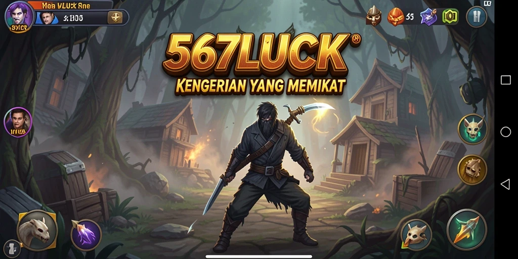 Screenshot 567LUCK menampilkan adegan menyeramkan dan gameplay yang mendebarkan.