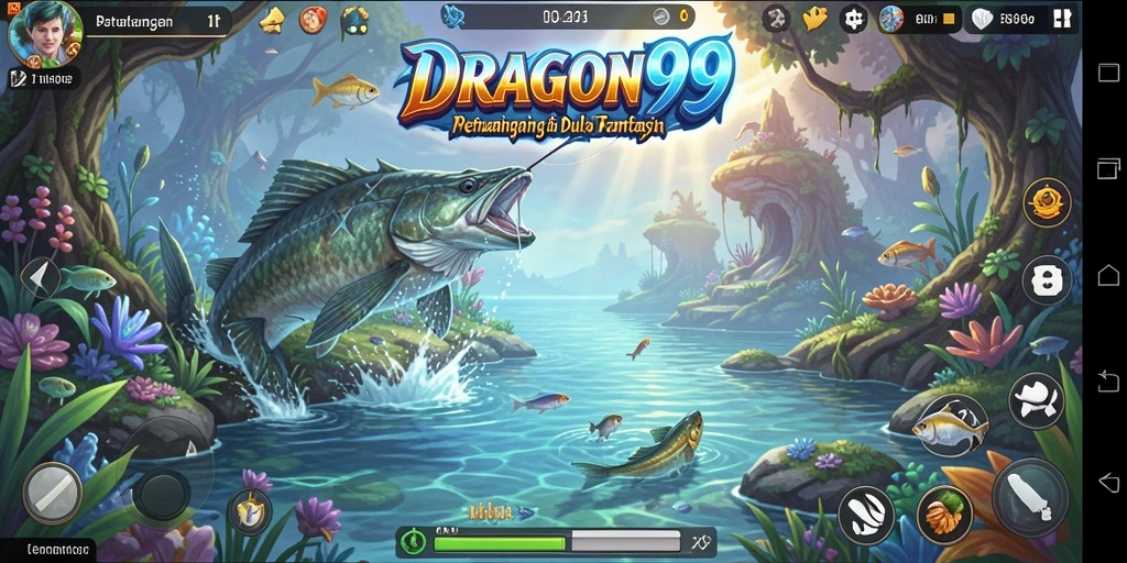 Tampilan gameplay memancing di DRAGON99 dengan efek visual yang menakjubkan.
