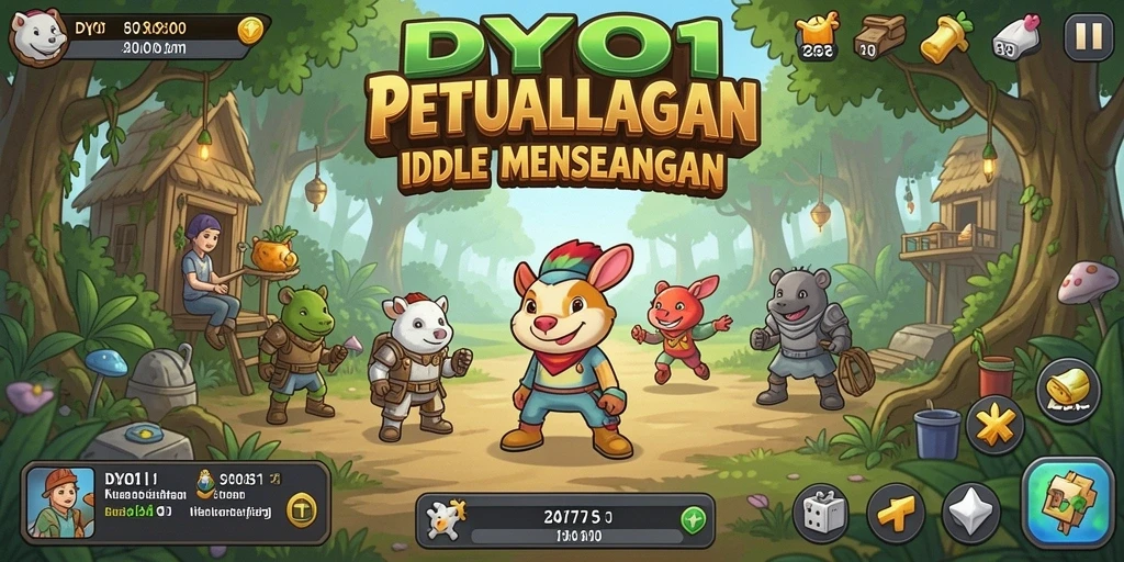 Tampilan menarik dari gameplay Idle DY01 dengan kemajuan otomatis.