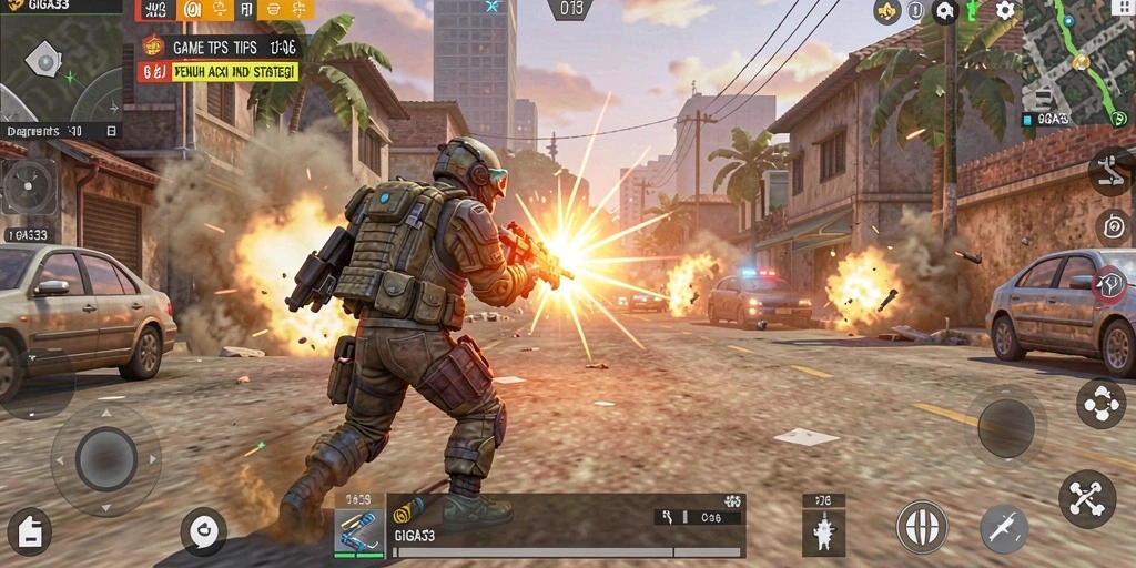 Gambar menampilkan aksi gameplay GIGA33 yang intens dan mendebarkan.