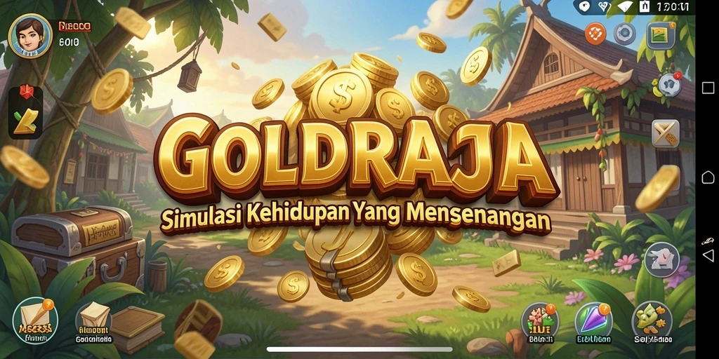 Tampilan menarik dari gameplay <strong>GOLDRAJA</strong> yang menampilkan berbagai aktivitas dan kustomisasi.