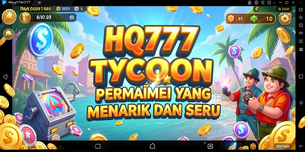 Tampilan gameplay menarik dari HQ777 yang menunjukkan manajemen bisnis.