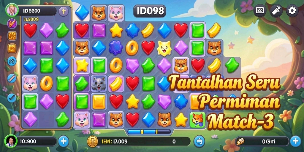 Tampilan gameplay seru dalam permainan Match-3 ID098.