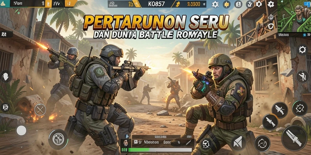 Screenshot dari KO857 menampilkan tindakan Battle Royale yang mendebarkan.