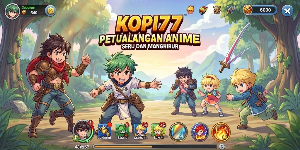 Screenshot gameplay KOPI77 yang menampilkan aksi karakter anime.
