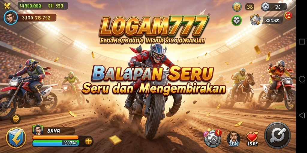 Screenshot utama LOGAM777 menampilkan momen balapan yang mendebarkan.