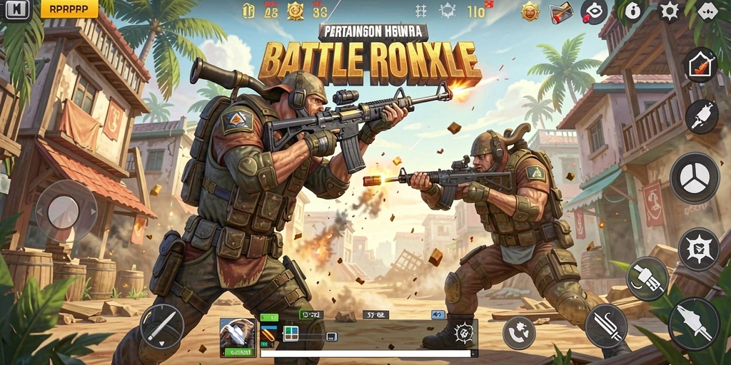 Screenshot gameplay seru di <strong>RPRPRP</strong> saat pertempuran terjadi.